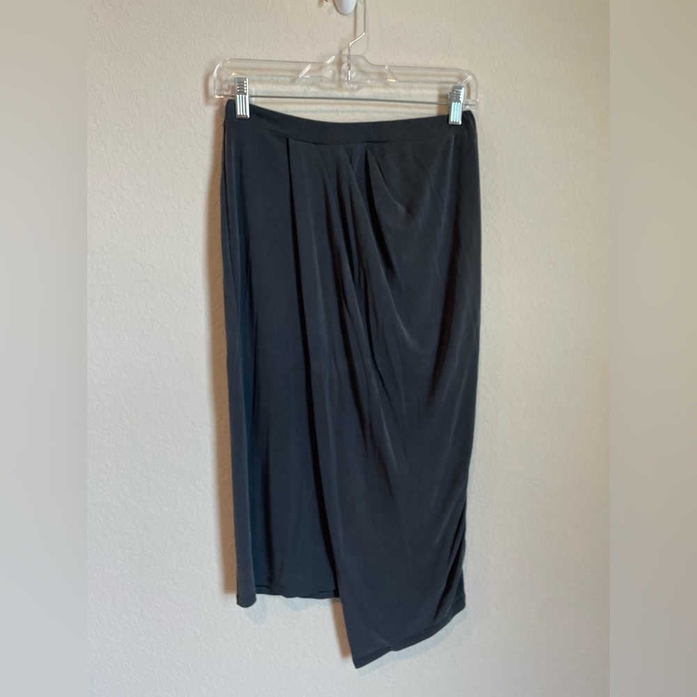 RO&DE Grey Asymmetrical Faux Wrap Midi Skirt sz Medium